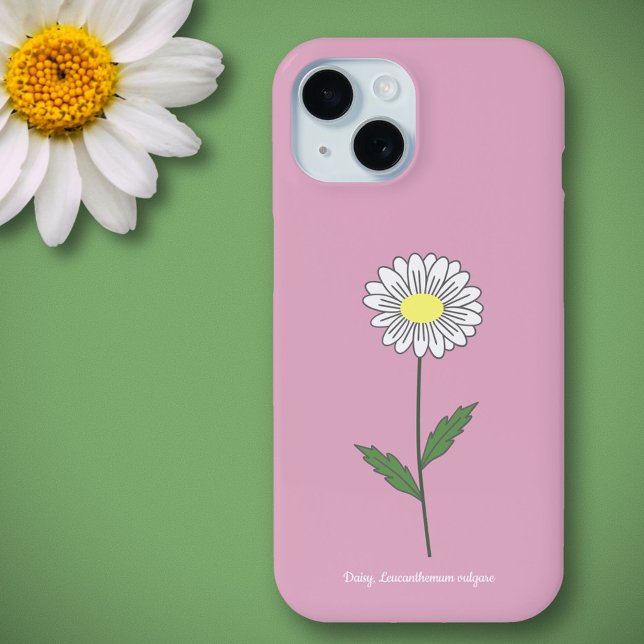 Funda De Case-Mate Para iPhone Rosa de la flor de margarita botánica (Botanical Daisy Flower Pink Phone Case)