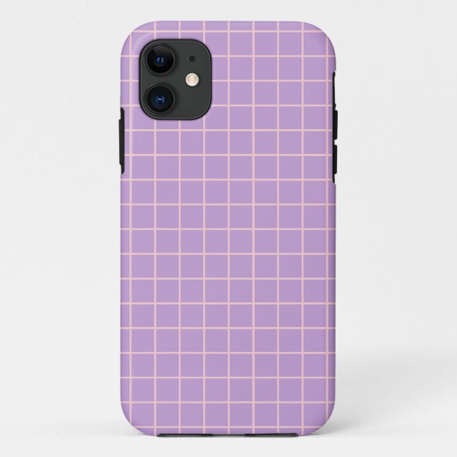 Funda De Case-Mate Para iPhone Rosa de la rejilla y lavanda (Reverso)