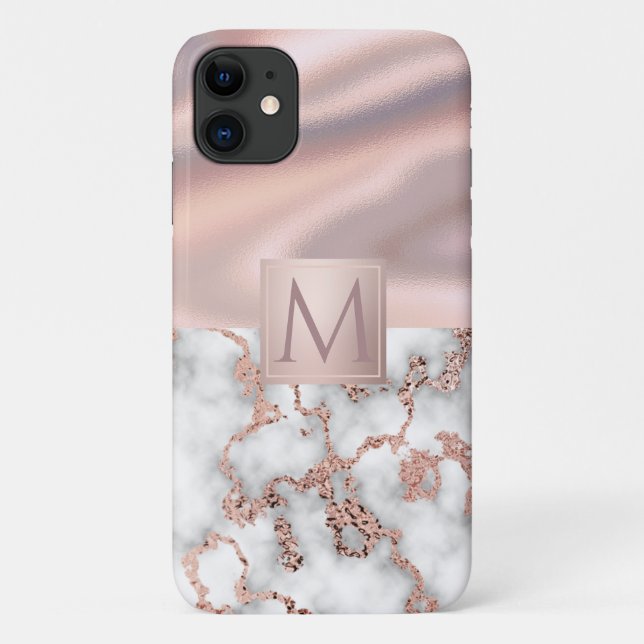 Funda De Case-Mate Para iPhone Rosa de lujo Gold Marble Shimmer Relieve metalizad (Reverso)