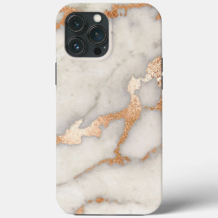 Funda Para iPhone 13 Pro Max Rosa de mármol Oro Strokes Stone Gold Resumen