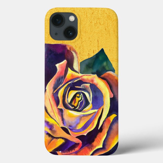 Funda De Case-Mate Para iPhone Rosa de oro Arte de acuarela gótica (Reverso)