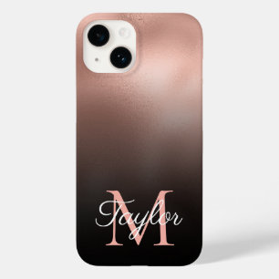 Funda Para iPhone 14 De Case-Mate Rosa de Oro con Sombra Negra Monograma Personaliza