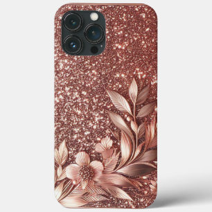 Funda Para iPhone 13 Pro Max Rosa de oro moderno y elegante con curva floral10