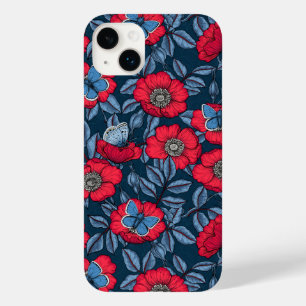 Funda Para iPhone 14 Plus De Case-Mate Rosa de perro y mariposas en azul y rojo