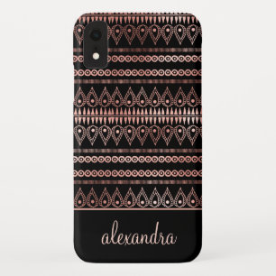 Funda Para iPhone XR Rosa de Rubor - monograma color de rosa del modelo