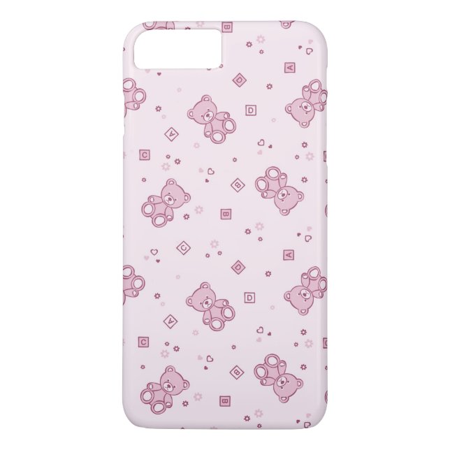 Funda De Case-Mate Para iPhone Rosa del fondo de los osos de peluche (Reverso)