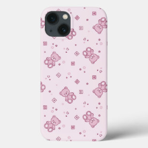 Funda Para iPhone 13 Rosa del fondo de los osos de peluche