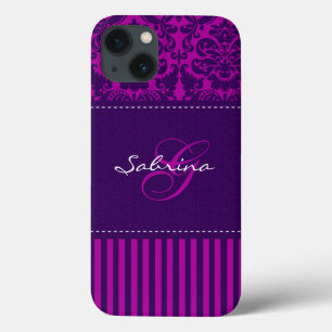 Funda Para iPhone 13 Rosa del monograma, caja púrpura del aire del iPad