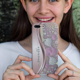 Funda Para iPhone 12 Rosa Dorada Moderna con Nombre Escrito a Mano Frac