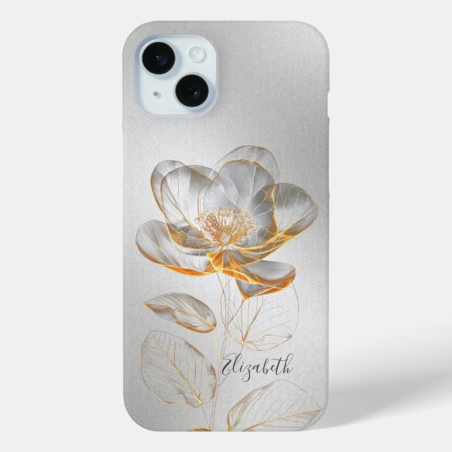 Funda De Case-Mate Para iPhone Rosa Dorada Plata Agregar Nombre  (Reverso )