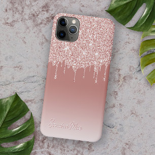 Funda Para iPhone 11 Pro Max Rosa Dorado Brillo Arte Patrón