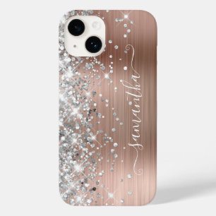 Funda Para iPhone 14 De Case-Mate Rosa Dorado Brillo Plateado Glam Femenino Firma