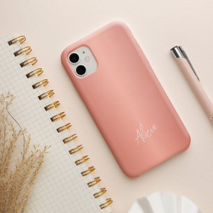 Funda Para iPhone 14 De Case-Mate Rosa dorado femenino nombre personalizado firma