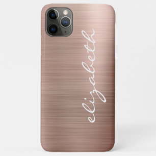 Funda Para iPhone 11 Pro Max Rosa Dorado Moderno Metalizado Script Personalizad