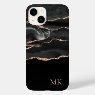 Funda Para iPhone 14 De Case-Mate Rosa Dorado Moderno y Mármol Negro Monograma de Ág