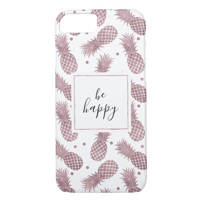 Funda De Case-Mate Para iPhone Rosa Dots Gold Pineapples (Reverso)