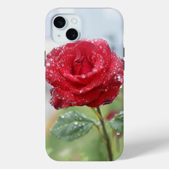 Funda De Case-Mate Para iPhone Rosa en gotas de lluvia (Reverso )