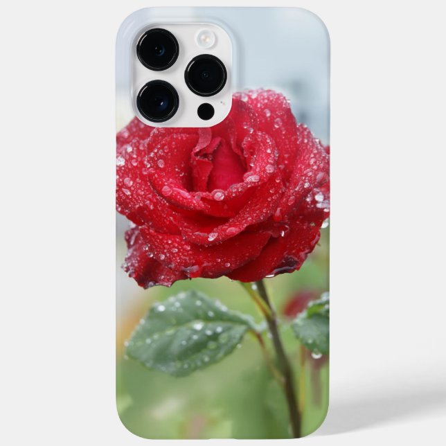 Funda De Case-Mate Para iPhone Rosa en gotas de lluvia (Reverso)