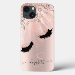 Funda Para iPhone 13 Rosa Faux Lashes Rosa Oro