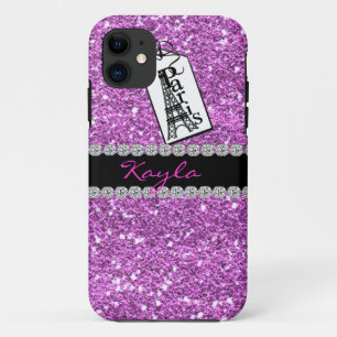 Funda Para iPhone 11 ROSA femenino del CASO de IPHONE 5. PARÍS BLING