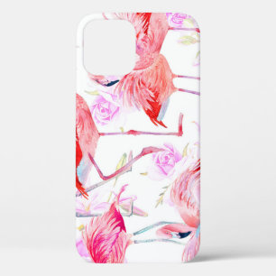 Funda Para iPhone 12 Rosa Flamingo: Floral de aves acuáticas
