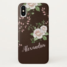 Rosa Flor Patrón marrón verde y rosa