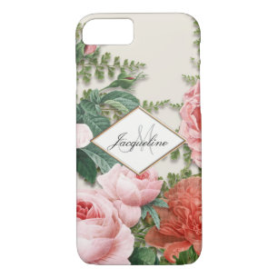 Funda Para iPhone 8/7 Rosa floral de Rubor de los falsos del oro rosas