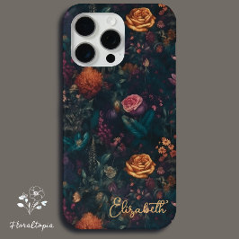 Funda Para iPhone 15 Pro Max Rosa floral gótico oscuro personalizado