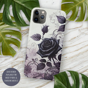 Funda Para iPhone 11 Pro Max Rosa floral victoriana gótica negra personalizada