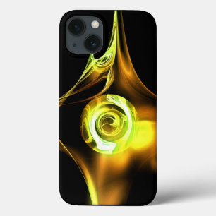 FUNDA PARA iPhone 13 ROSA FRACTAL AMARILLO MARRÓN BLANCO