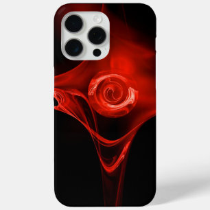 FUNDA PARA iPhone 15 PRO MAX ROSA FRACTAL ROJO EN NEGRO
