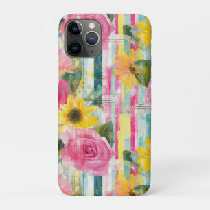 Funda Para iPhone 11 Pro Rosa Girasol Teal Verano Floral