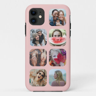 Funda Para iPhone 11 Rosa Gold 7 Photo Square Template Collage iPhone C
