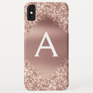 Funda Para iPhone XS Max Rosa Gold Bling Purpurina de chispa de lujo Monogr
