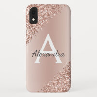 Rosa Gold Bling Purpurina de espuma de lujo Monogr