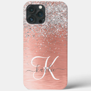 Funda Para iPhone 13 Pro Max Rosa Gold Bonito Girly Silver Purpurina Sparkly