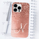 Funda Para iPhone 14 Pro Max De Case-Mate Rosa Gold Bonito Girly Silver Purpurina Sparkly<br><div class="desc">Personaliza fácilmente este diseño de estuche de teléfono de moda de moda con un purpurina brillante de bonito plateado sobre un fondo metálico rosa de color dorado.</div>