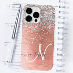 Funda Para iPhone 14 Pro Max De Case-Mate Rosa Gold Bonito Girly Silver Purpurina Sparkly<br><div class="desc">Personaliza fácilmente este diseño de estuche de teléfono de moda de moda con un purpurina brillante de bonito plateado sobre un fondo metálico rosa de color dorado.</div>