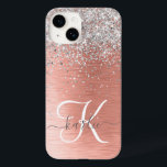 Funda Para iPhone 14 De Case-Mate Rosa Gold Bonito Girly Silver Purpurina Sparkly<br><div class="desc">Personaliza fácilmente este diseño de estuche de teléfono de moda de moda con un purpurina brillante de bonito plateado sobre un fondo metálico rosa de color dorado.</div>