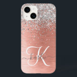 Funda Para iPhone 14 De Case-Mate Rosa Gold Bonito Girly Silver Purpurina Sparkly<br><div class="desc">Personaliza fácilmente este diseño de estuche de teléfono de moda de moda con un purpurina brillante de bonito plateado sobre un fondo metálico rosa de color dorado.</div>