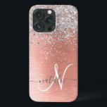 Funda Para iPhone 13 Pro Rosa Gold Bonito Girly Silver Purpurina Sparkly<br><div class="desc">Personaliza fácilmente este diseño de estuche de teléfono de moda de moda con un purpurina brillante de bonito plateado sobre un fondo metálico rosa de color dorado.</div>