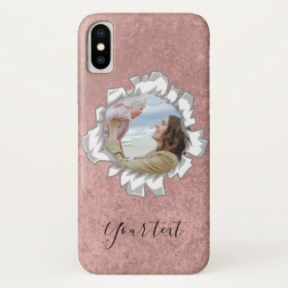 Funda Para iPhone X Rosa Gold Elegant Personalized Photo Text