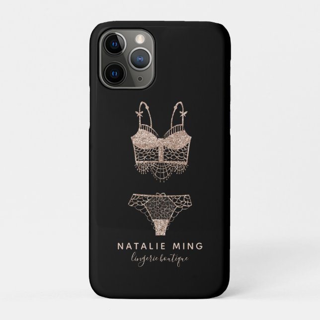 Funda De Case-Mate Para iPhone Rosa Gold Lingerie Boutique Logo Business (Reverso)