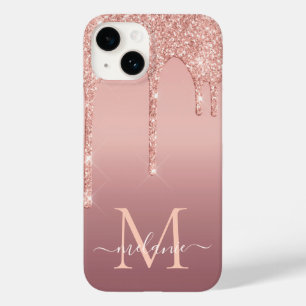 Funda Para iPhone 14 De Case-Mate Rosa Gold Purpurina iPhone estuche Carta de nombre