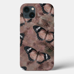 Funda Para iPhone 13 Rosa Golden Butterfly Dance 1