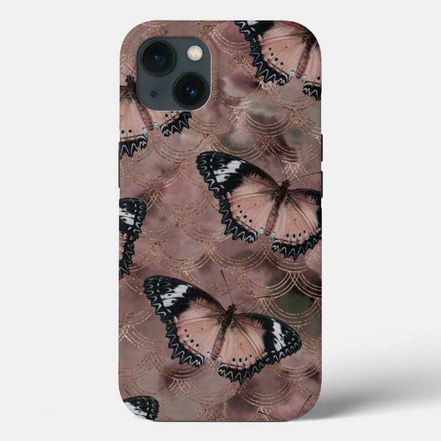 Funda De Case-Mate Para iPhone Rosa Golden Butterfly Dance 1 (Reverso )
