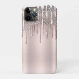 Funda Para iPhone 11 Pro Rosa Hielo Dorado Brillante con Diamantes y Destel