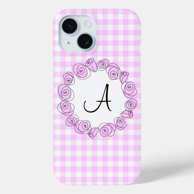 Funda De Case-Mate Para iPhone Rosa Lilac Check Monograma iPhone estuche vertical (Reverso )