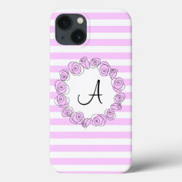 Funda Para iPhone 13 Rosa Lilac Monograma raya iPad caso vertical