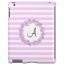 Funda Para iPhone 13 Rosa Lilac Monograma raya iPad caso vertical